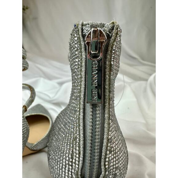 Gianni Bini Anyssah Strappy Jeweled Pumps Silver 6 - Picture 13 of 15